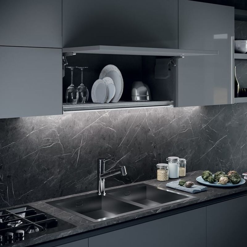 Modern Style Designs Melamine-faced Chipboard Kitchen Cabinets With Peninsula And Sink Custom Cabinets Kitchen