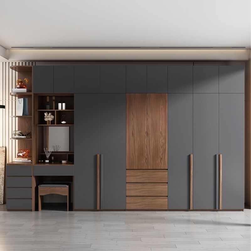 Bedroom Furniture Modern Melamine Plywood Wardrobe Closet Storage Wardrobe with Mirrors