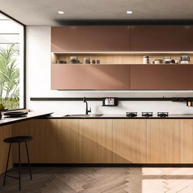 Modern Modular Kitchen Cabinets European Style Custom Lacquer Kitchen Cabinets For Apartment