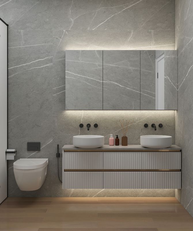 Modern Vanity Slate Countertop Pvc Toilet Bathroom Cabinet With Sink And Mirror