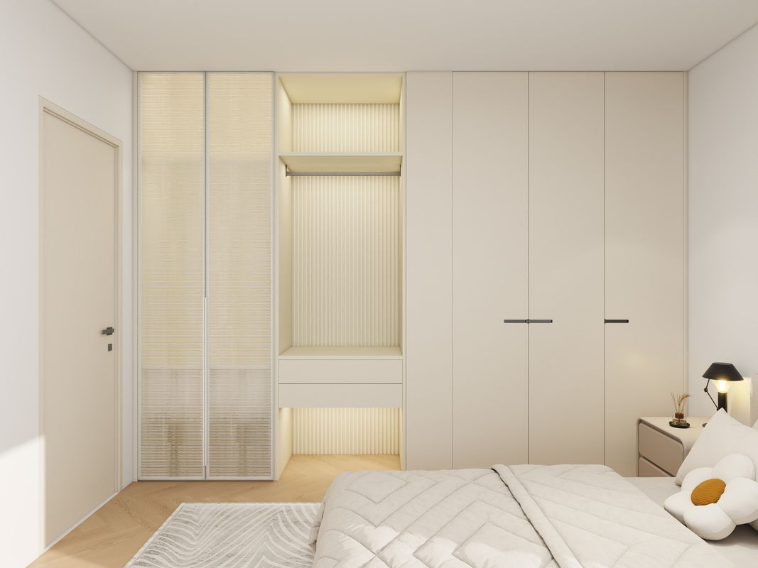 Modern Custom Clothes Organizer Storage Closet Cabinet Glass Door Wood Walk In Wardrobe