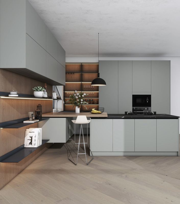 Middle East Kitchen Furniture Design Custom EB Board Wood Veneer Kitchen Cabinet For Apartment