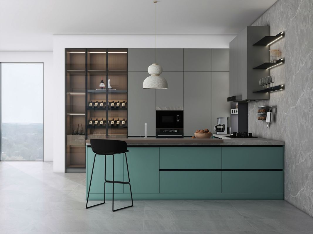Modern Modular Designs Custom Islands And Countertop Wood Doors Melamine Kitchen Cabinet for Apartment