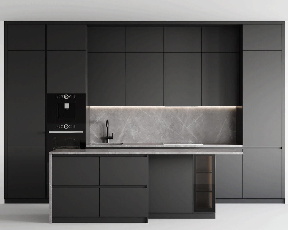 Customized Modern Modular Matte Lacquer Finish Kitchen Cabinet For Apartment