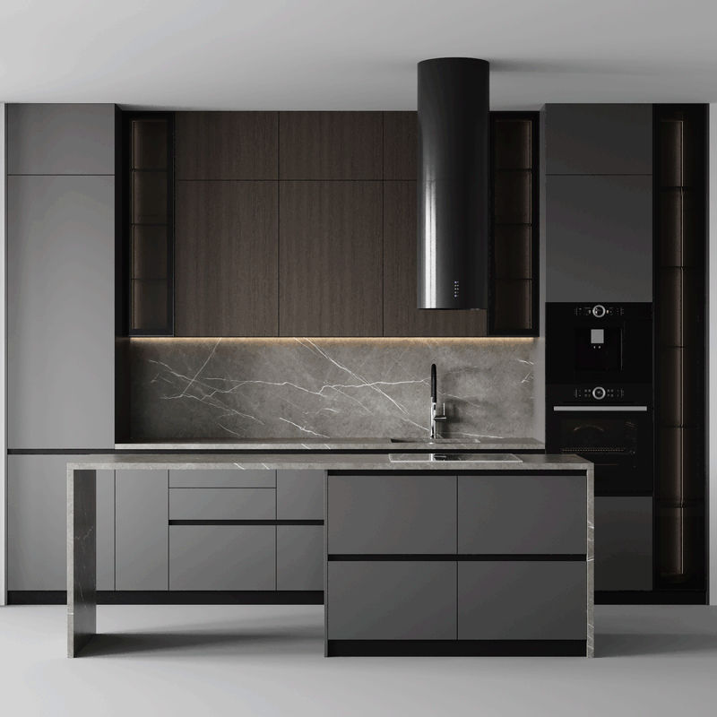 Custom Modern Ready-to-Assemble Modular Melamine Kitchen Cabinets for Apartments