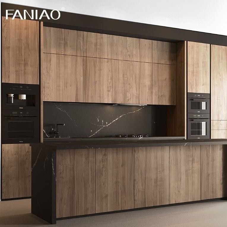 Engineered Wood Small Kitchen Cabinet Natural Wood Grain Modern Kitchen Cabinet