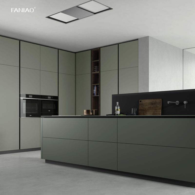Modern Designs Style Built In Customized Full Home Furniture Cuisine Complet Green Melamine Kitchen Cabinet With Islands