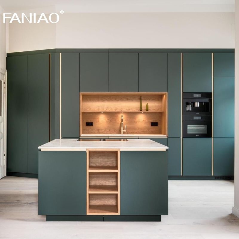 Modern Hot Selling Style Green Melamine Custom Size Kitchen Set Kitchen Cabinets With Sink