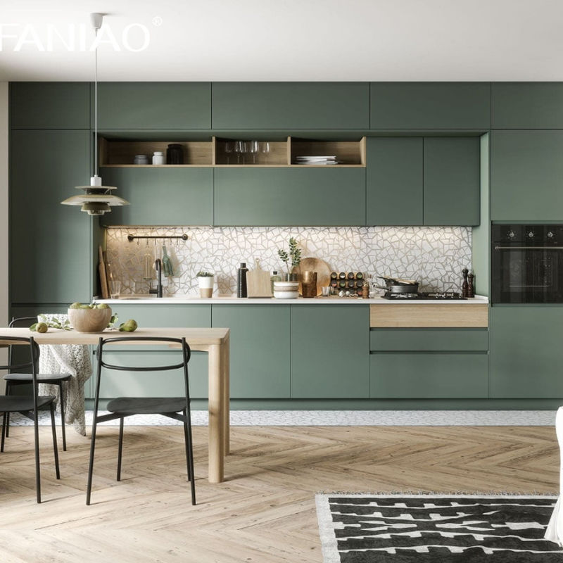 China Manufacturer Plywood Board Kitchen Cabinets Modern Designs Melamine Flat Pack Modular MDF Kitchen Cabinet