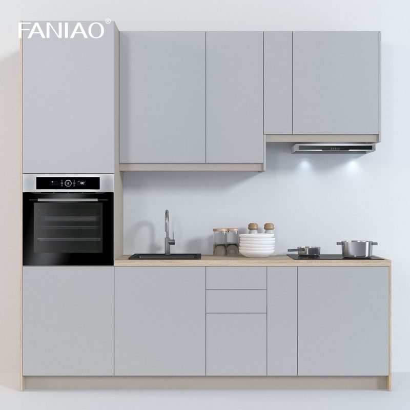 Modern Melamine Kitchen Cabinets Golden Supplier Handleless Small Kitchen Cabinet For Apartment