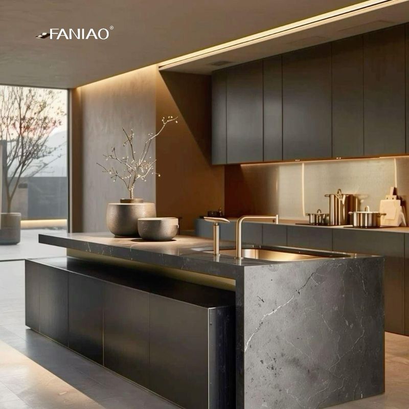 Cabinets Supplier Modern Island Kitchen Designs Complete Metal Laminate Glossy Kitchen Cabinets