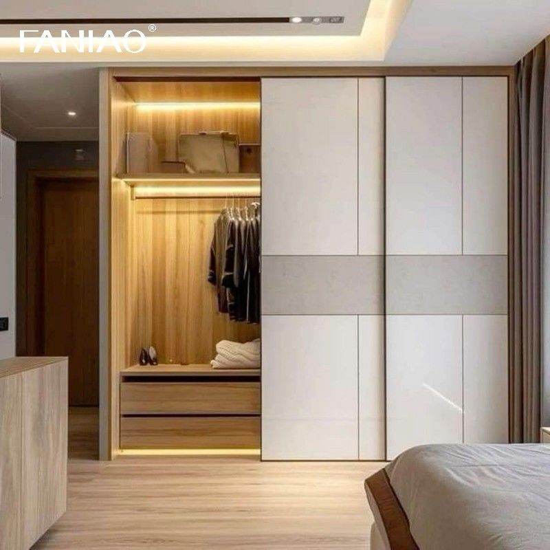 Hotel Project Wardrobe Manufacturer Hotel Bedroom Customized Sliding or Hinged Doors Wardrobe