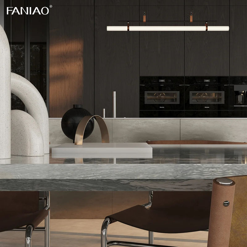 Modern Designs Stainless Steel Custom Furniture I Shaped Kitchen Cabinets Wood Grain Wall Cabinet Stainless Island
