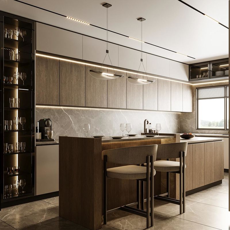 Customized Kitchen Furniture Modern Natural Solid Wood Modular Kitchen Cabinets Villa Use Luxury Kitchen Cabinets