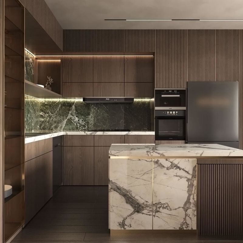Modern Villa Style Interior Smart Kitchen Cabinets Melamine Wall Cabinet Complete Luxury Kitchen Cabinets Set