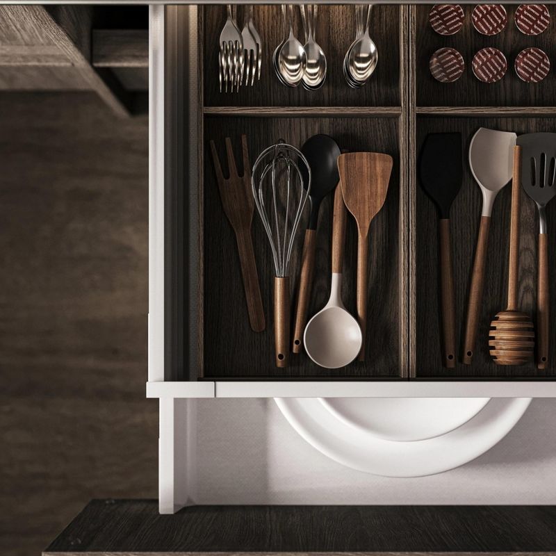 Custom Modern Skeleton Line Design Made Flat Wood Grain Finished Kitchen Cabinet Solid Wood Kitchen Cabinet