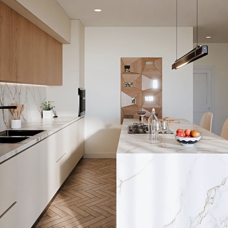 Customized Complete Modern Matt Finish Melamine Wood Grain Kitchen Cabinets For Apartment Projects