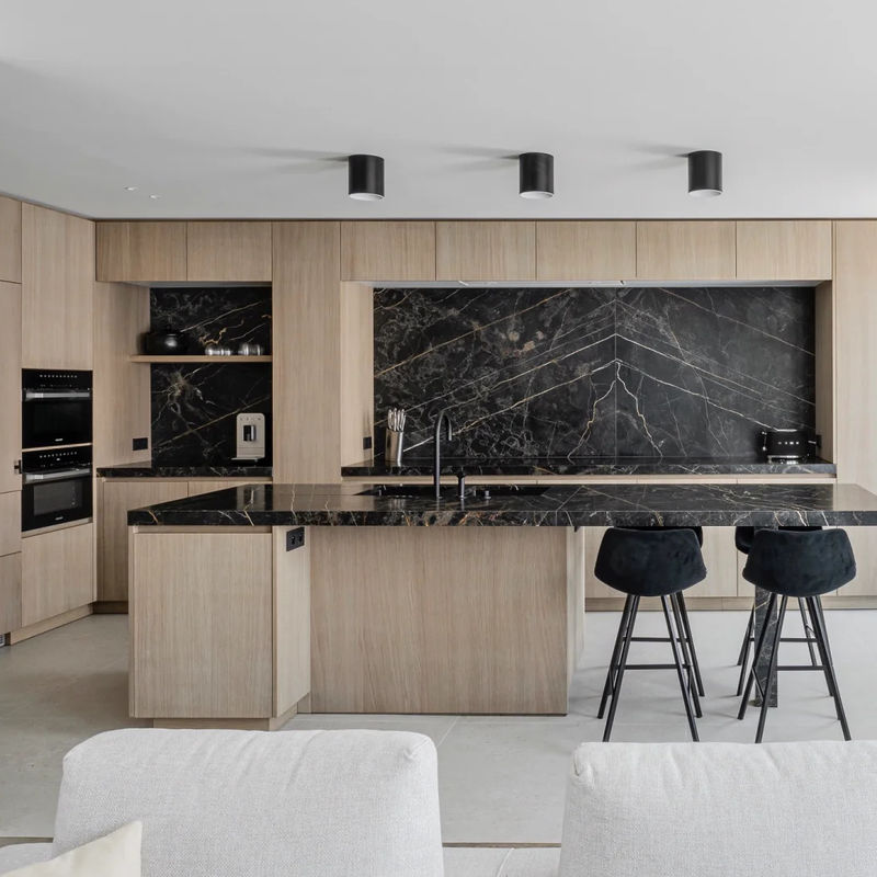 Wood Luxury Full Luxury Kitchen Cabinet Custom Modern Designs Wood Veneer Kitchen Cabinets For Villa