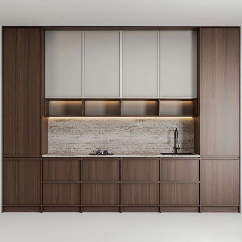 Antique Ash Solid Wood Assembled Kitchen Cabinet Frame-line Door Panel Wood Veneer Kitchen Cabinet