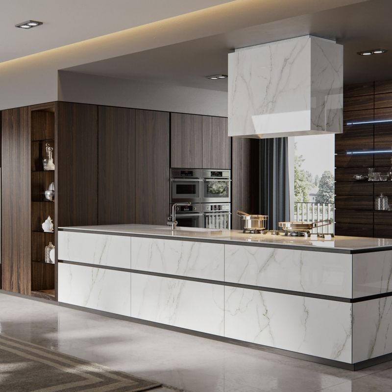 High-end Design Melamine Kitchen Cabinet CustomizationAnd Automatic Push-to-Open Doors