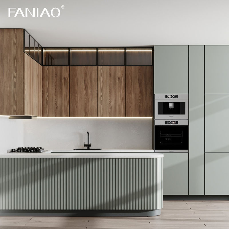 Custom Factory Direct Modern White Traditional Modular Lacquer Finish Handless Plywood Kitchen Cabinets