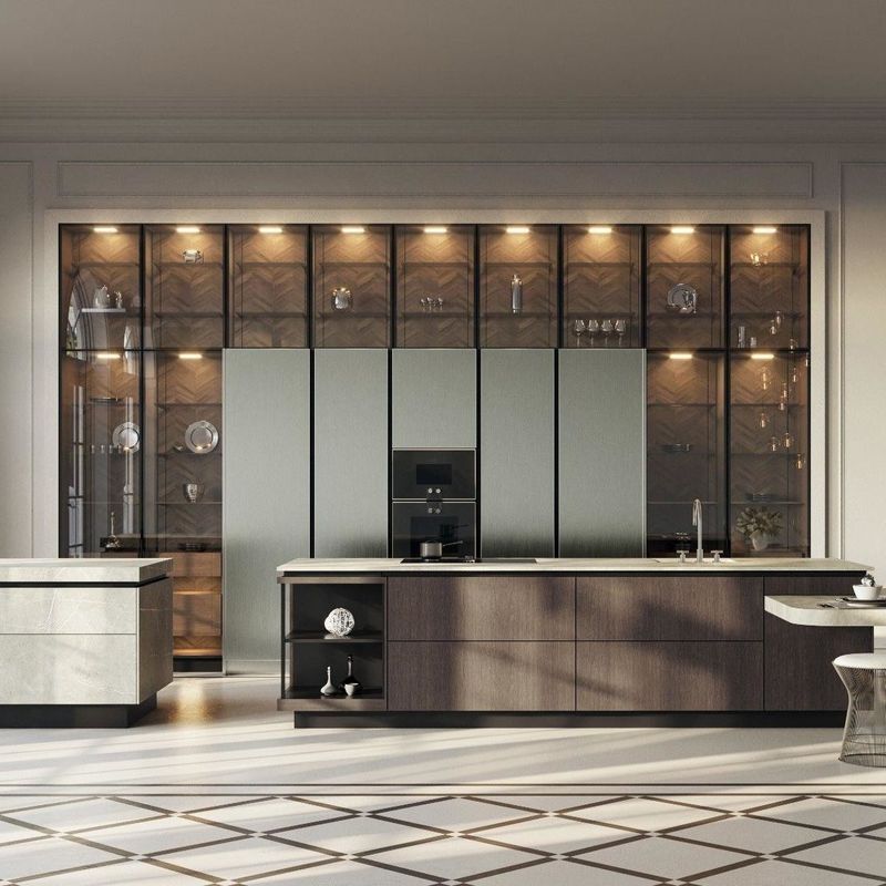Luxury Island Solid Surface Plywood Storage Kitchen Unit Set With Modern Corner Cabinet Wall Kitchen Cabinet