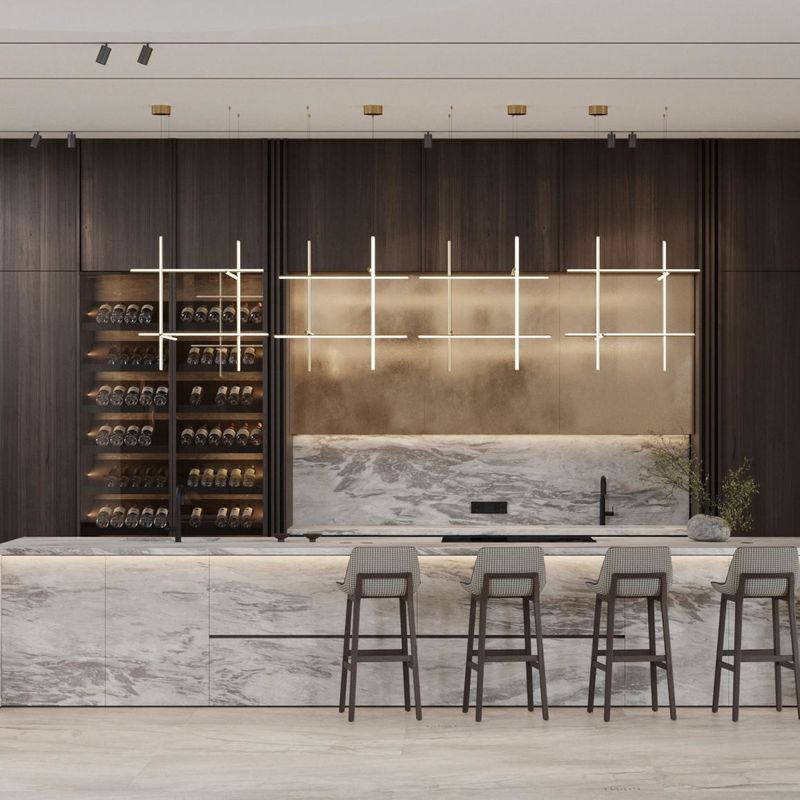 Furniture Manufacturer Modern Design Marble Counter Top Kitchen Restaurant Cabinet Island With Storage