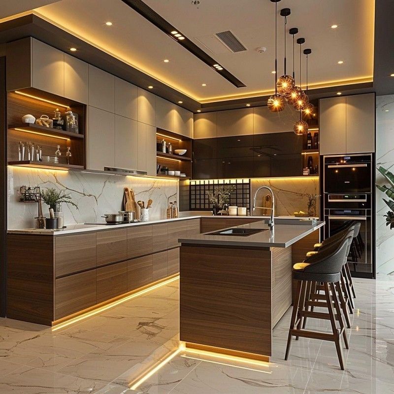 Modern Italy Lacquer Kitchen Cabinets Complete Sets - Smart Storage Units With Extravagant Stone Countertops