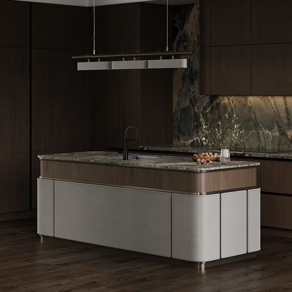 Luxury Complete Full Set EB Board Kitchen Cabinet Manufacturer Furniture Solid Wood Walnut Flat Pack Kitchen Cabinets