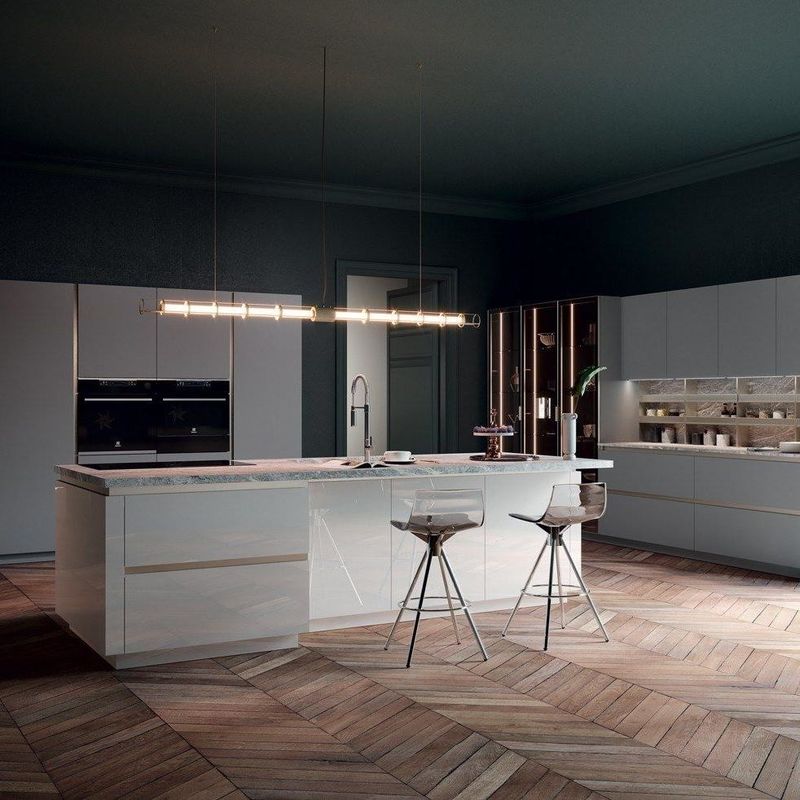 Luxury Kitchen Custom Modular Cabinets MDF Carcass With Sink Smart Home Furniture Kitchen