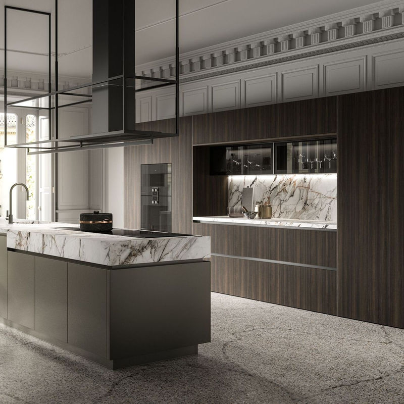 Large Style Complete Custom Kitchen Cabinet Set Island Kitchen Furniture Lacquer Finish Wooden Kitchen Cupboard For Villa