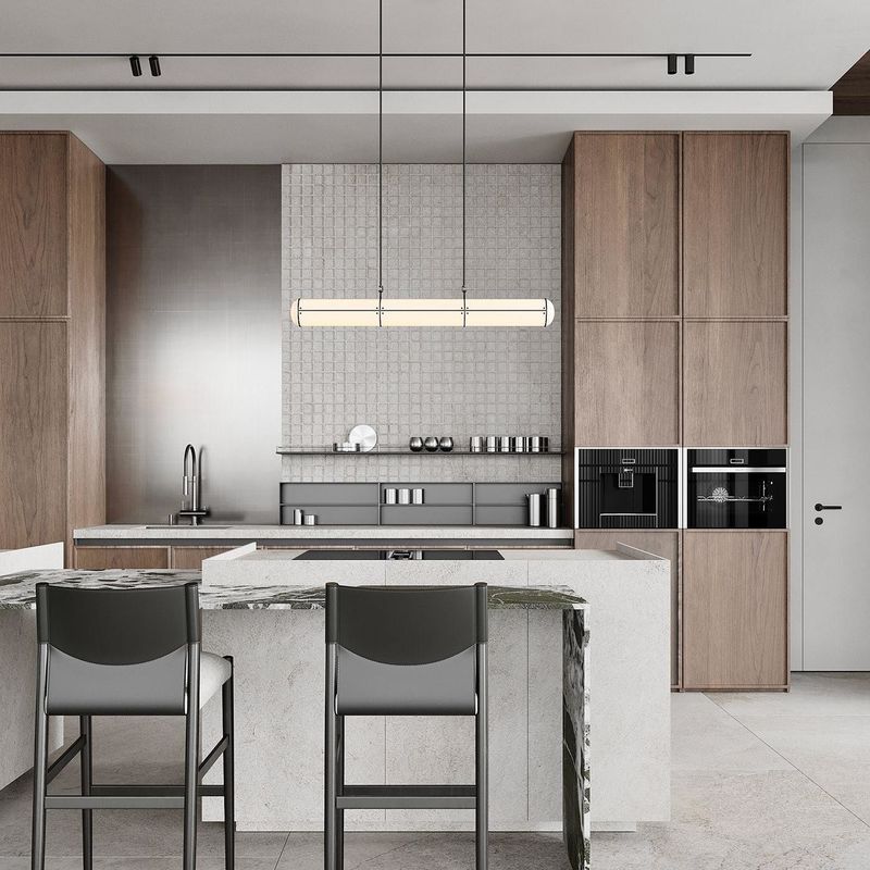 Modern Cabinet White Oak Wood Veneer Handless Frameless Contemporary Kitchen Cabinet