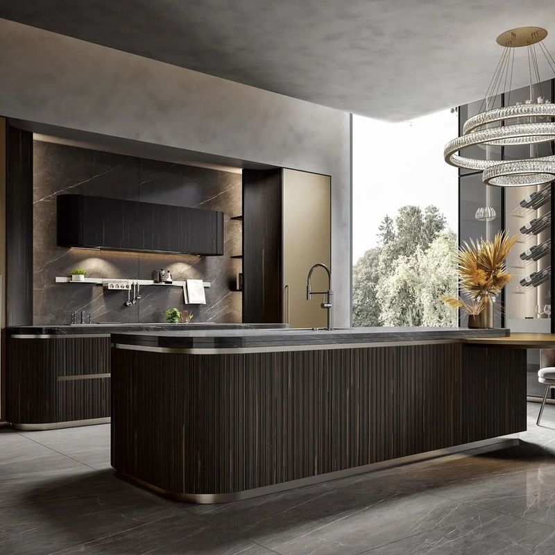 Villas Project Premium Semi-Gloss Grey Bake Lacquer L-Shaped MDF Kitchen Cabinet
