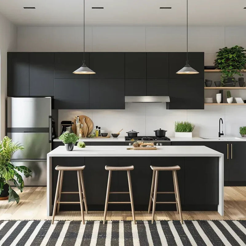 Australian Kitchen Cabinet Wooden Modular Melamine Luxury Wood Modern Kitchen Furniture Cabinets for Villa