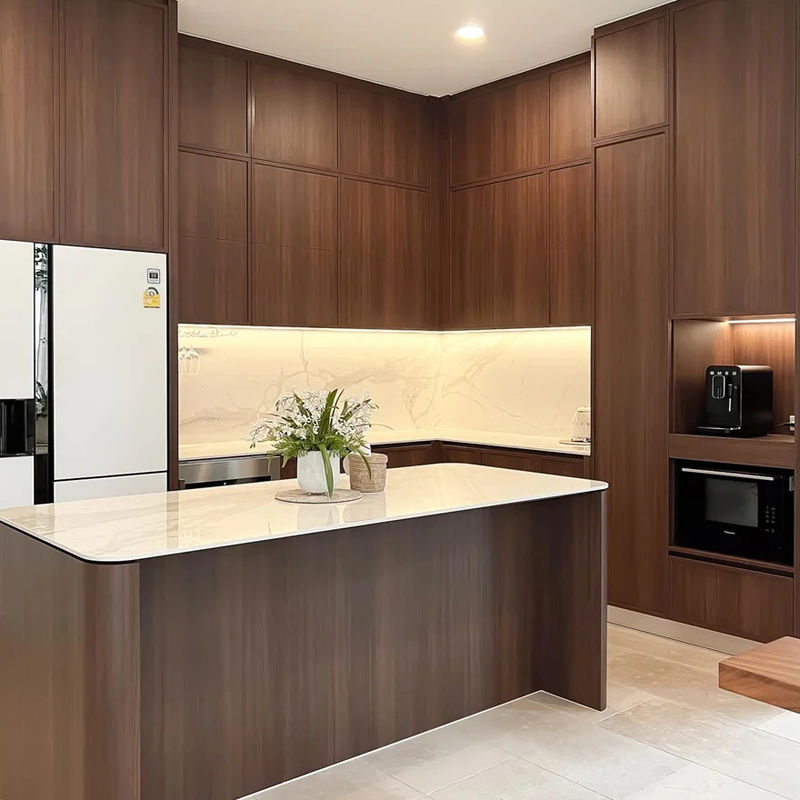 Modern Kitchen Cabinet Designs Automatic Kitchen Cabinet Wood Grain Kitchen Cabinet for Villa