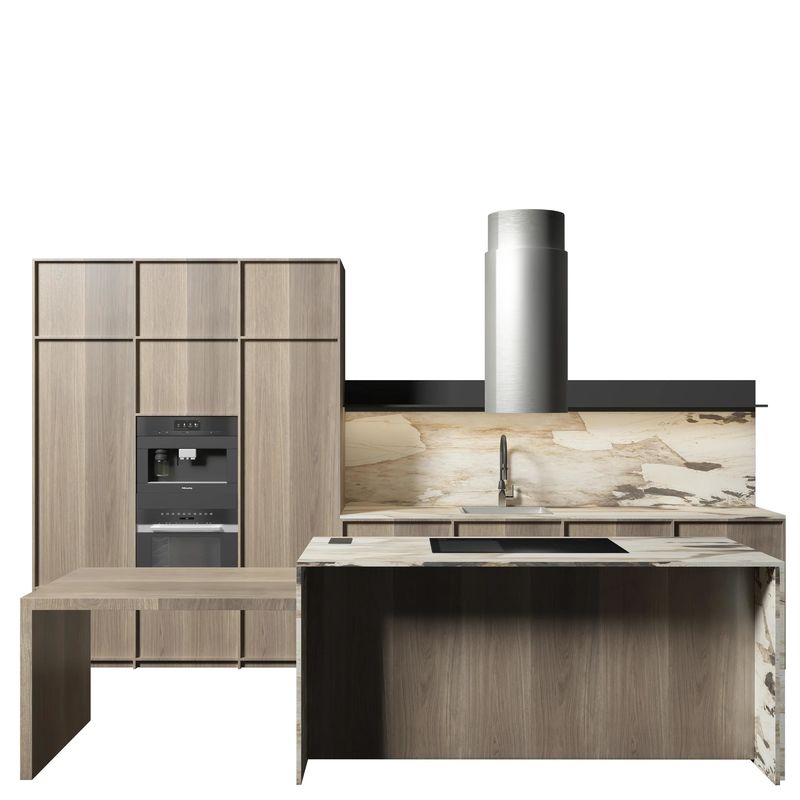 Customised Luxury Smart Hotel Apartment Kitchen Hanging Cupboard Cabinets With Quartz Countertop Island