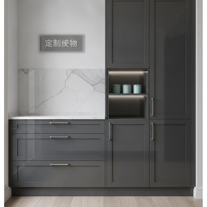Customized Size Lacquer Finish 3 Drawers Wood Kitchen Cabinet and Kitchen Cupboard for Residential Storage