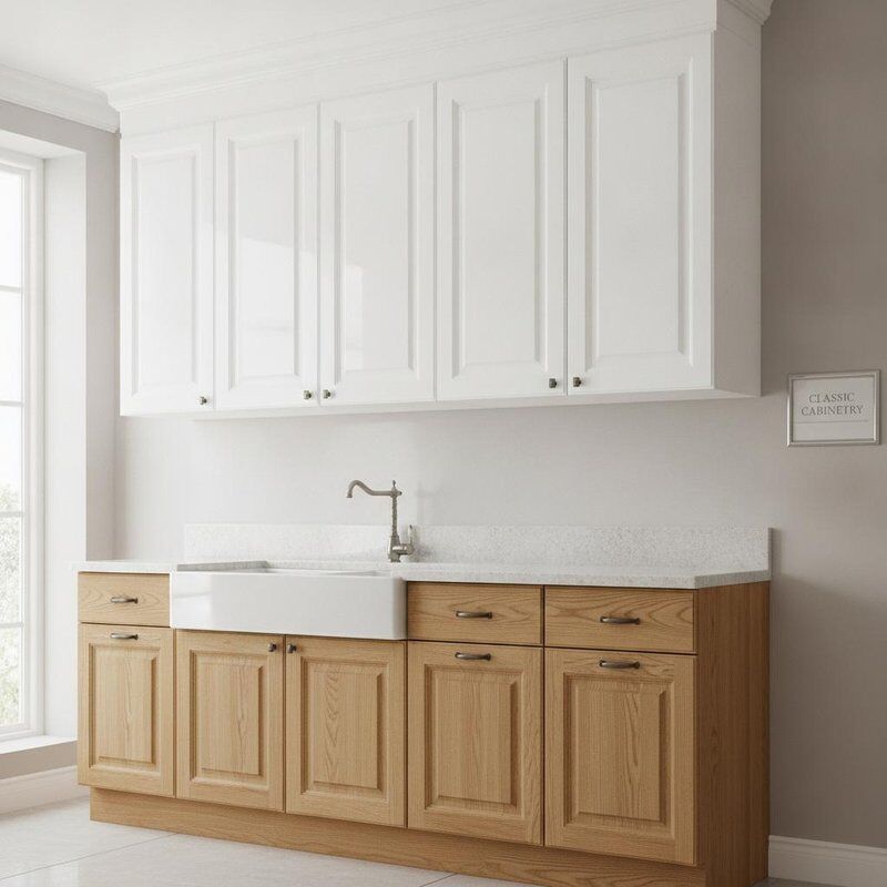 Wall Mounted Classic Wood Kitchen Cabinets with Lacquer Finish and 4 Doors Solid Wood Kitchen Cabinets