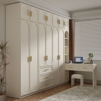 Γαλλικό στυλ 18mm μελαμίνης Mdf Board Λευκή ντουλάπα κρεβατοκάμαρα Σπίτι Σκληρό ξύλο ντουλάπα