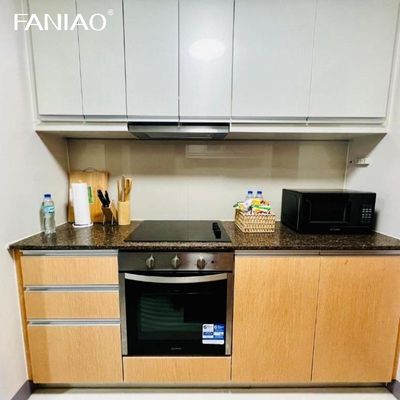 Λάκκα μικρά ντουλάπια κουζίνας από στερεό ξύλο όλα σε ένα μίνι κουζίνα για ξενοδοχείο