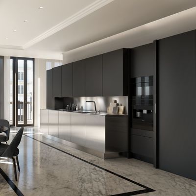 Μεταλλικό 304 Ss ντουλάπια Έπιπλα Σχεδιασμός Custom Villa Αδιάβροχο Ατσάλι Εστιατόριο Κουζίνας Σετ