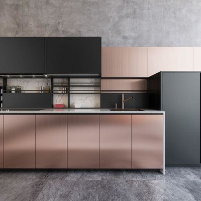 Modular Stainless Steel Kitchen Cabinet with Sink Modern Free Design Complete Kitchen Cupboards Island Aluminum Made in China