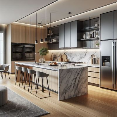Luxury Custom Modern Cupboard Designs Stainless Carcase Island Manufacturer Kitchen Cabinet for Home Apartment Lacquer Veneer